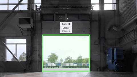 Rust Neural — Estado de puerta industrial (Gate 03) y detección de apertura/cierre.